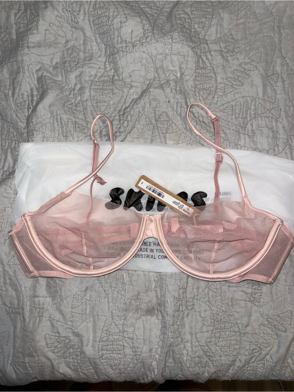 SKIMS Sheer Blush Pink Underwire Mesh Bra